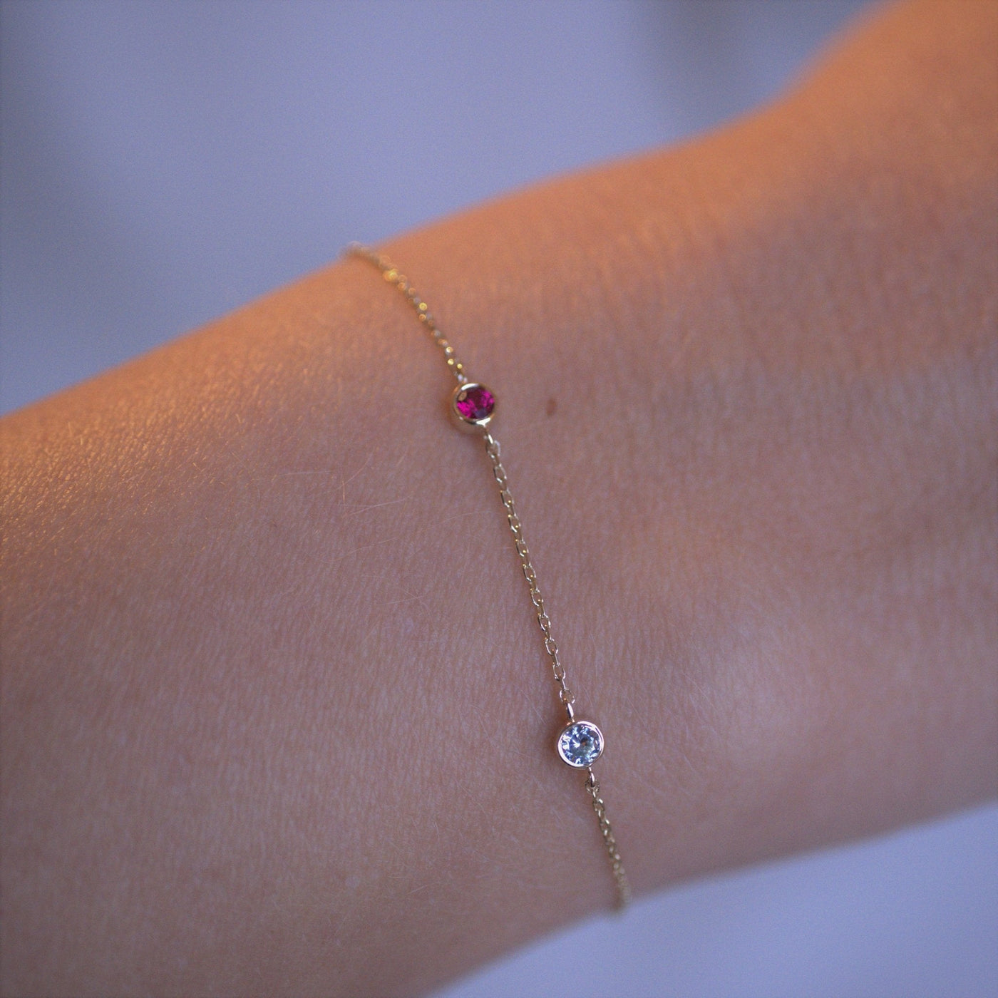 Birthstone Bracelet: 2 stones - Olivia for Kids